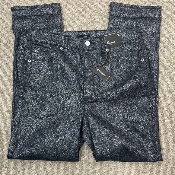 Express Super High Rise Slim Metallic Jeans- NWT- 10 - Picture 3 of 15